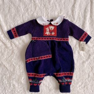 VINTAGE Holiday Baby Knit Set + Hat